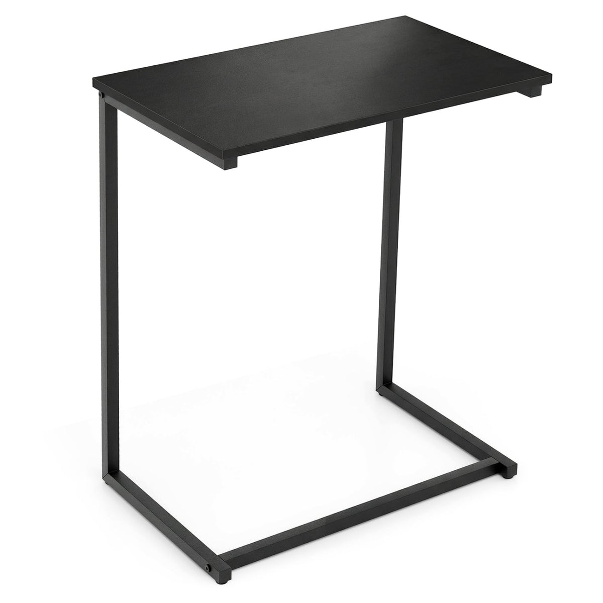 C-Shaped Side Table Sofa Snack End Table with Metal Frame-Black-End & Side Tables-DECOROLALA