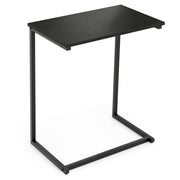 C-Shaped Side Table Sofa Snack End Table with Metal Frame-Black-End & Side Tables-DECOROLALA