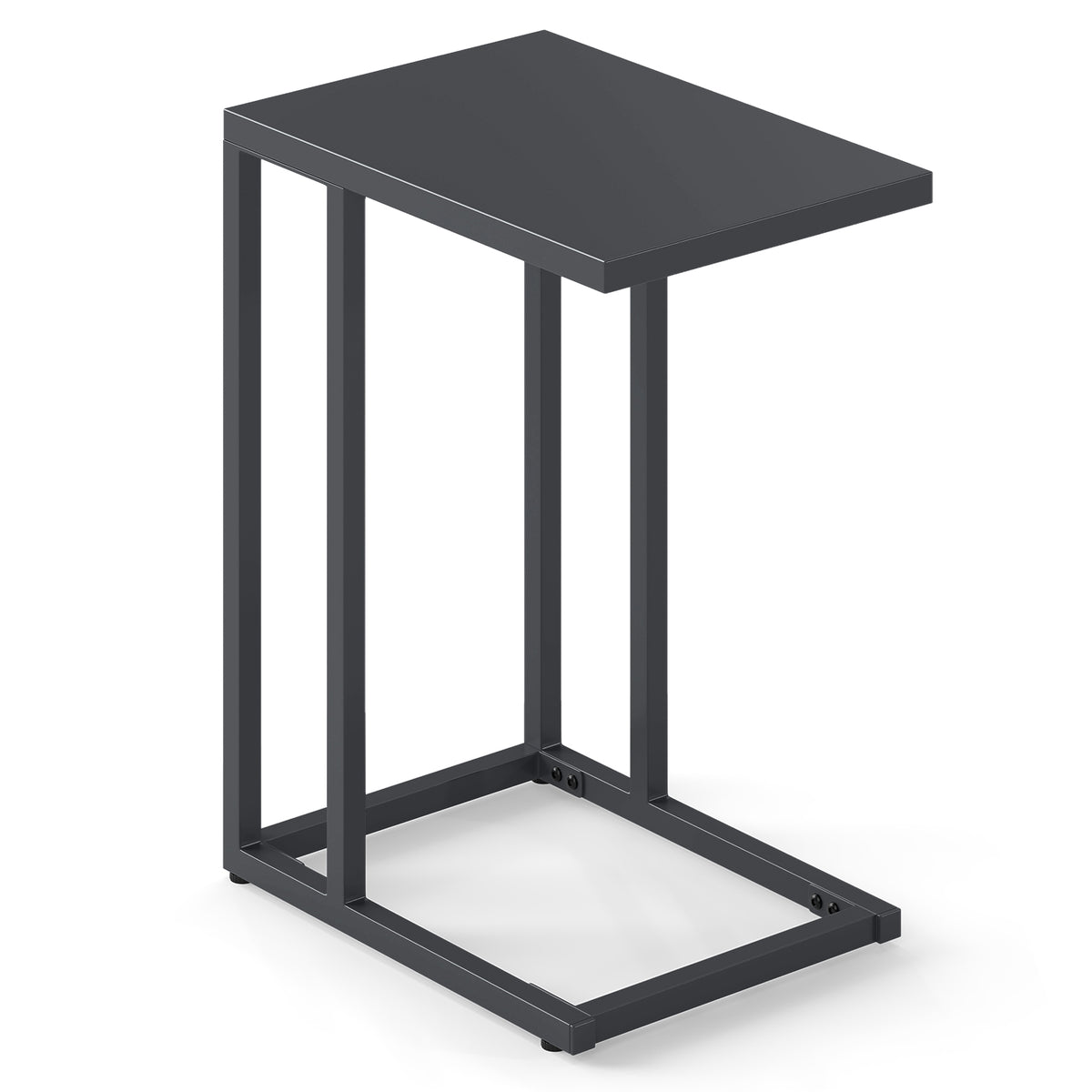 C-Shaped Side Table with Adjustable Foot Pads for Living Room Bedroom-Dark Gray-End & Side Tables-DECOROLALA