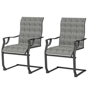 C Spring Motion Patio Chairs Set of 2 with Curved High Backrest, Armrest, All Weather Breathable Fabric, Metal Frame-DECOROLALA