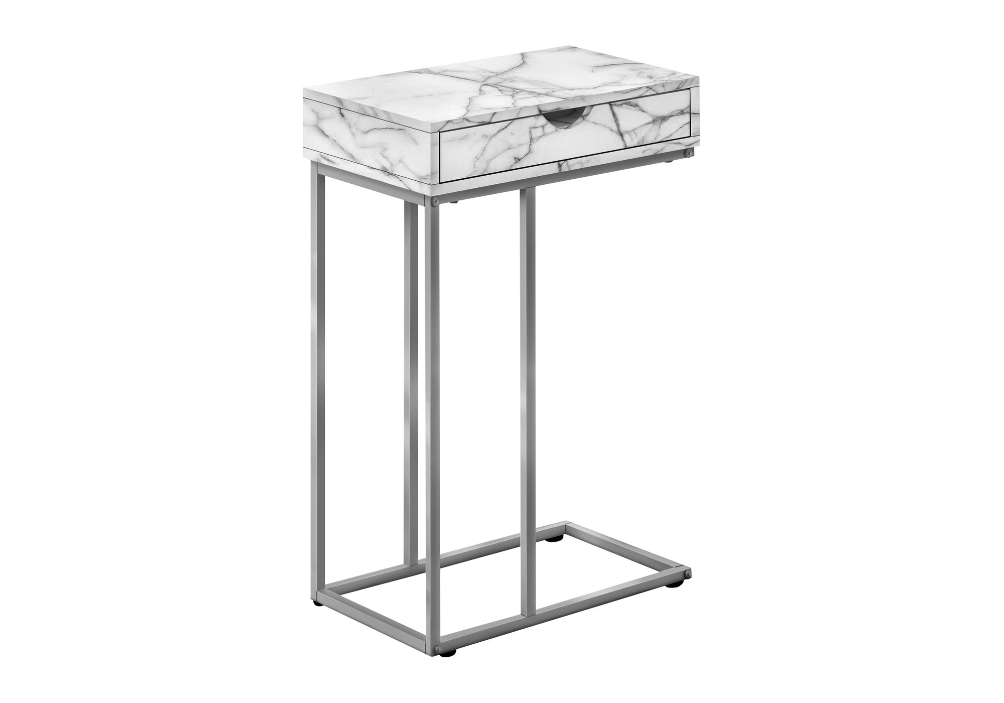 C Table with Storage Drawer - White/Black - 25"H-Accent Table-DECOROLALA