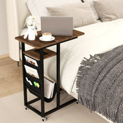 C-shaped End Table with Charging Station and Retractable Tabletop-Coffee-End & Side Tables-DECOROLALA