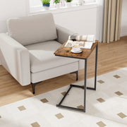 C-shaped Industrial End Table with Metal Frame-End & Side Tables-DECOROLALA