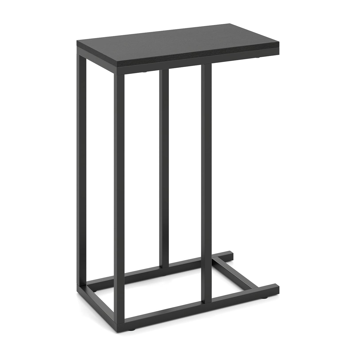 C-shaped Side Table with Heavy-duty Metal Frame-Black-End & Side Tables-DECOROLALA