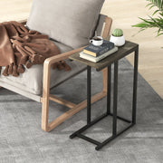 C-shaped Side Table with Heavy-duty Metal Frame-Oak-End & Side Tables-DECOROLALA