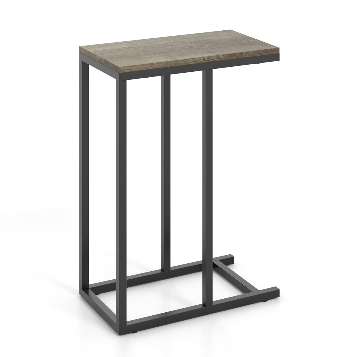 C-shaped Side Table with Heavy-duty Metal Frame-Oak-End & Side Tables-DECOROLALA