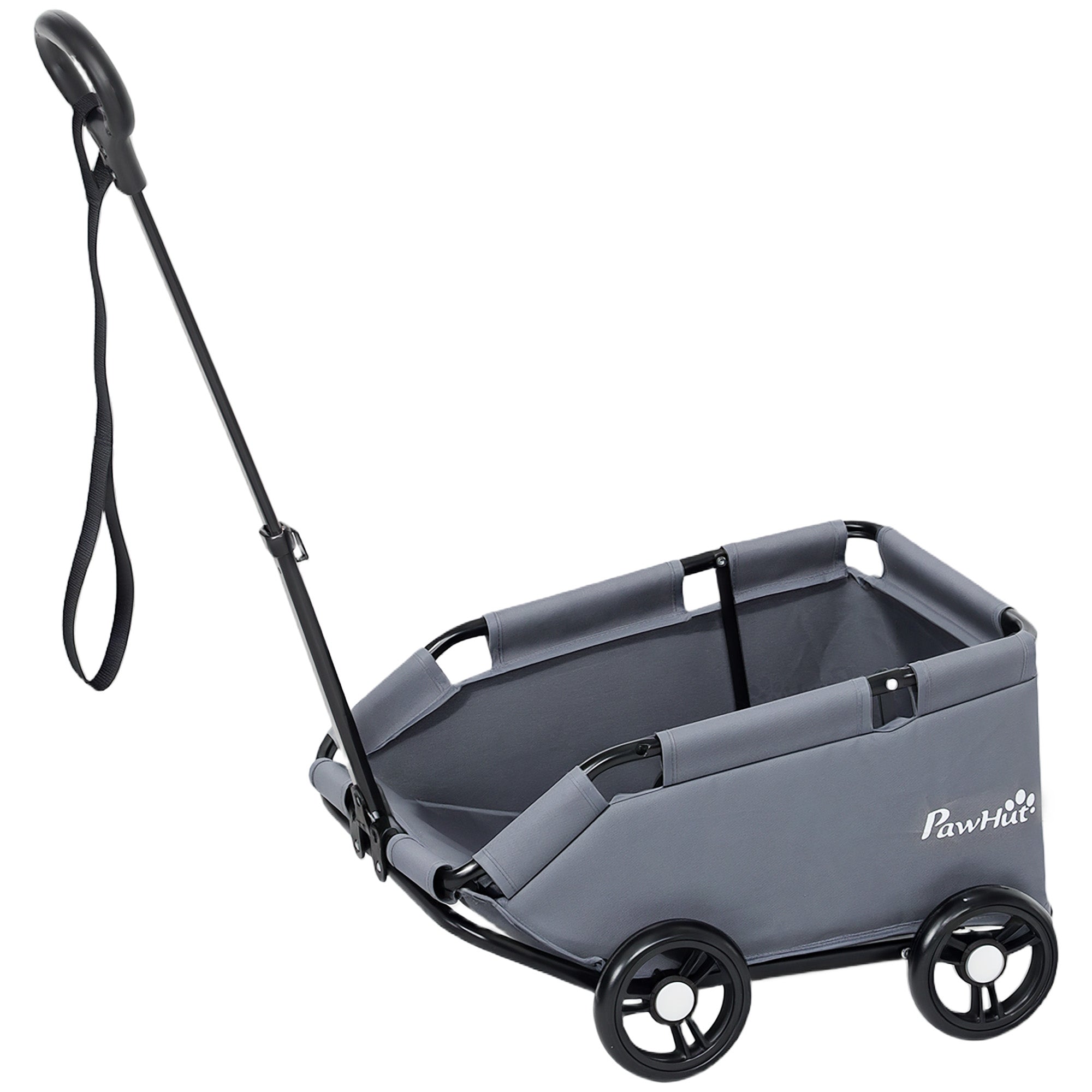 4 Wheels Folding Lightweight Pet Stroller with Universal Handle Rod, Storage Bag, Washable Cushion for Miniature Dogs