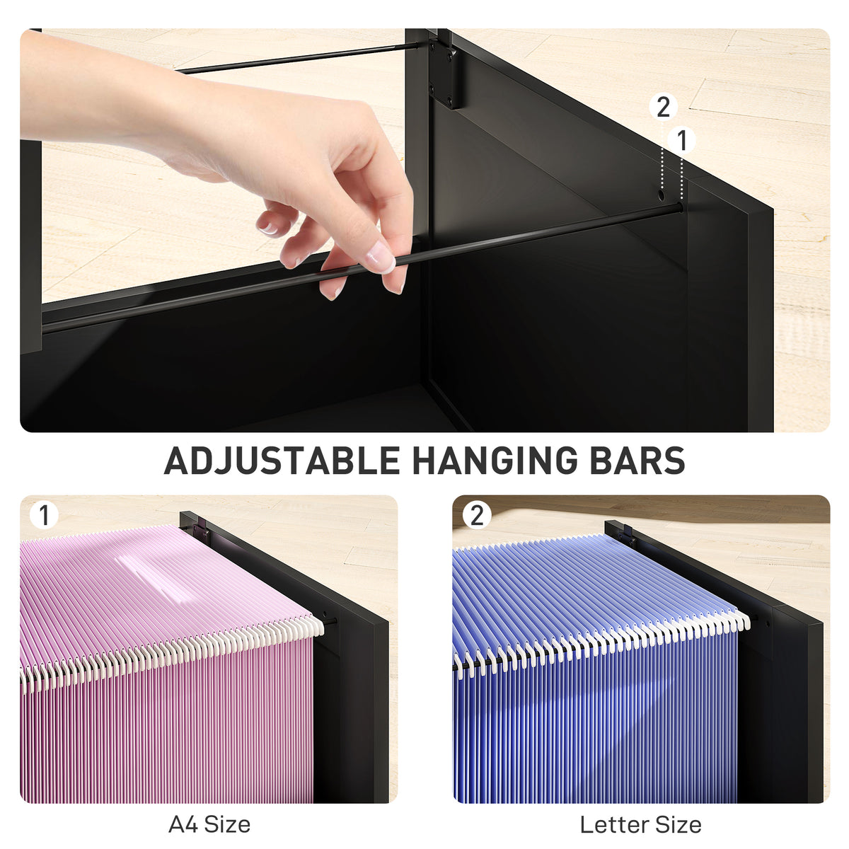4-Drawer Locking Filing Cabinet - Black MDF 52" H