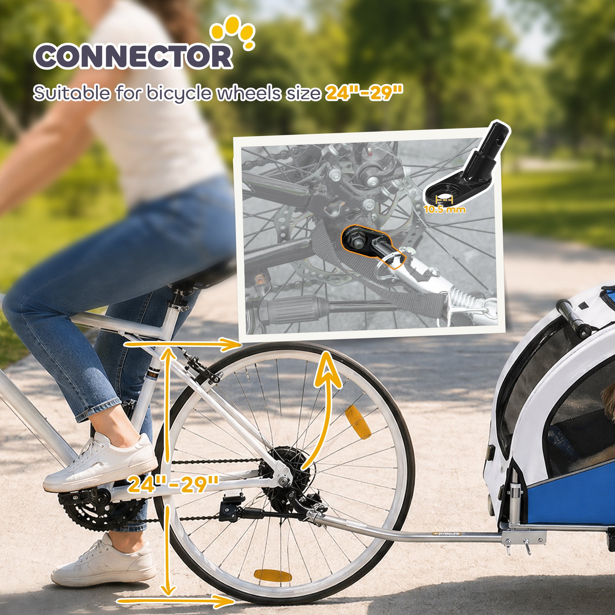 Remorque vélo pour chien Aosom 2-en-1, poussette pliable pour animal, remorque de vélo pour chien avec suspension, attache universelle pour vélo, gris clair