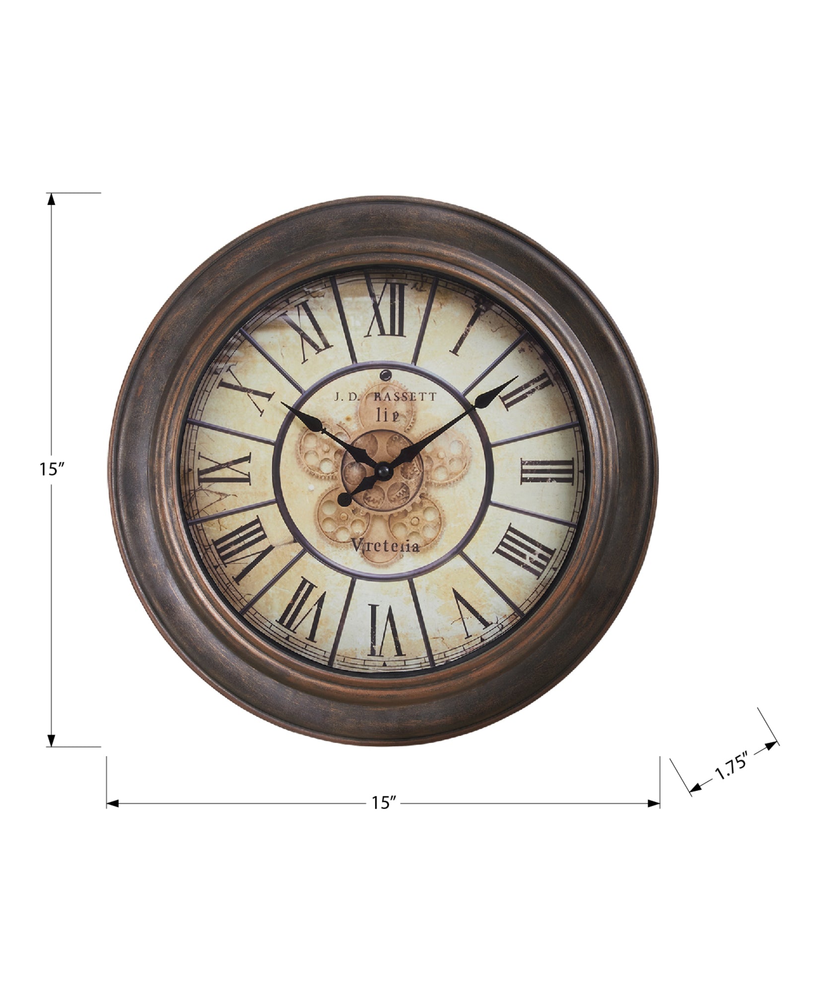 CLOCKS - 15"DIA / WALL CLOCK / ANTIQUE BROWN-Clock-DECOROLALA