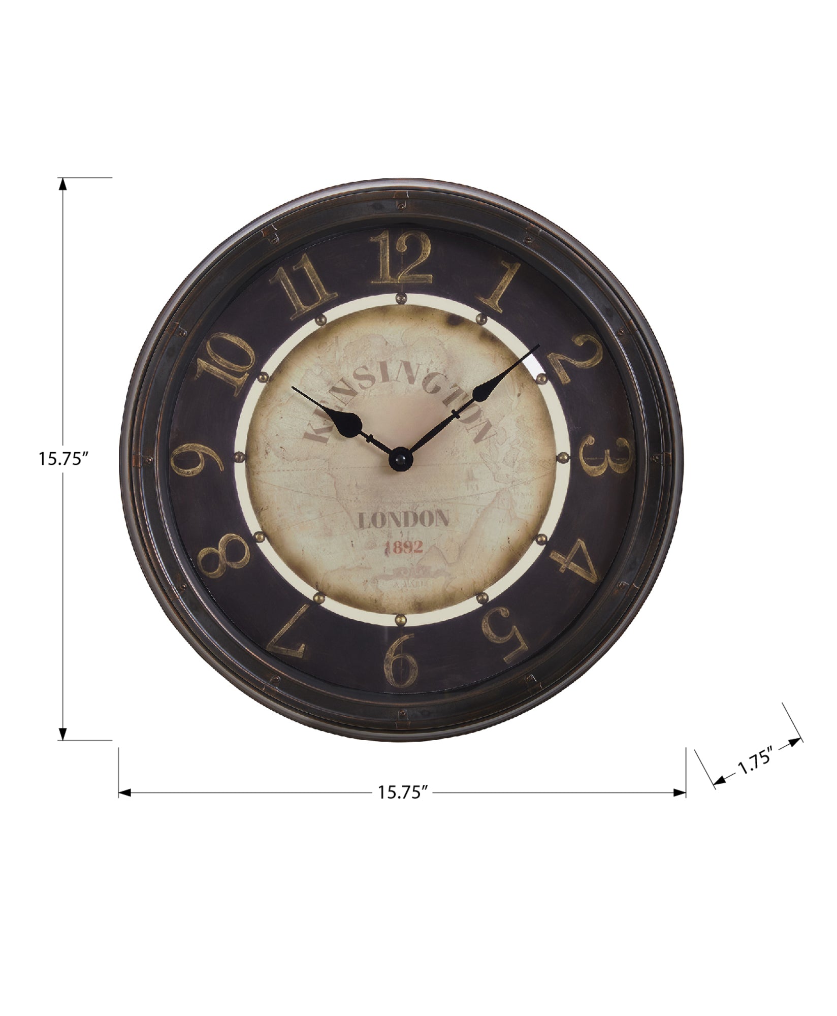 CLOCKS - 16"DIA / WALL CLOCK / ANTIQUE BROWN-Clock-DECOROLALA