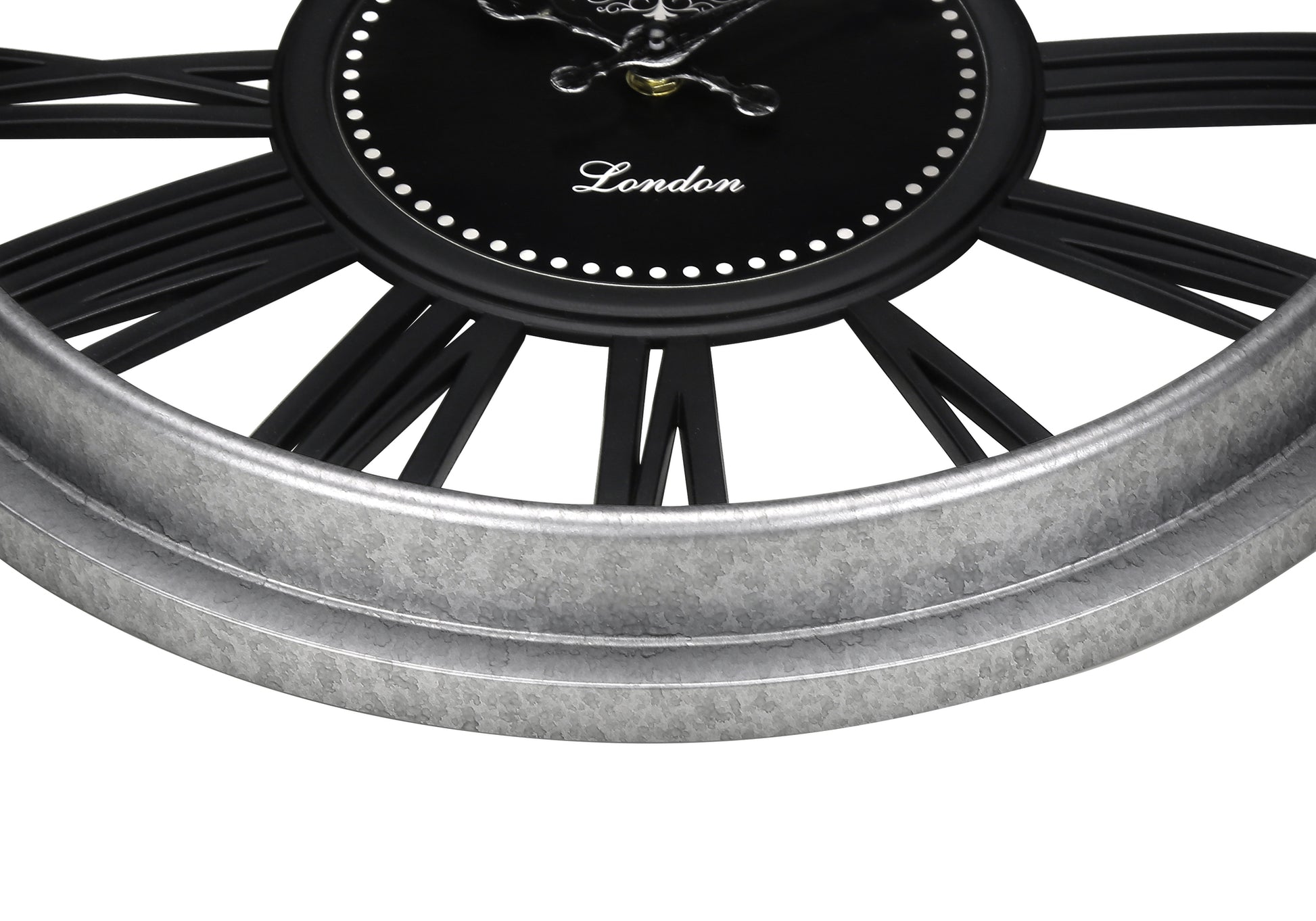 CLOCKS - 16"DIA / WALL CLOCK / BLACK / SILVER-Clock-DECOROLALA