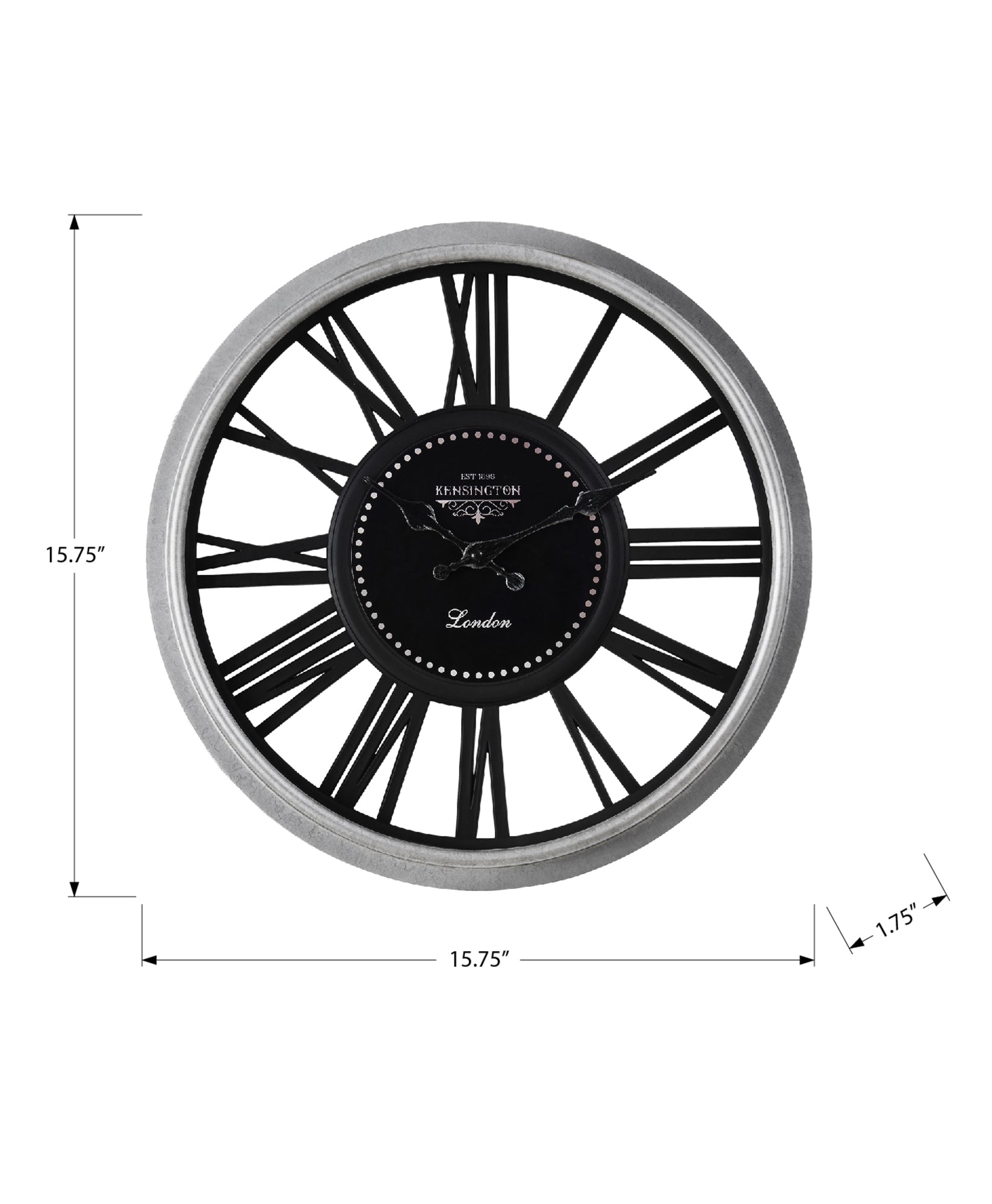 CLOCKS - 16"DIA / WALL CLOCK / BLACK / SILVER-Clock-DECOROLALA