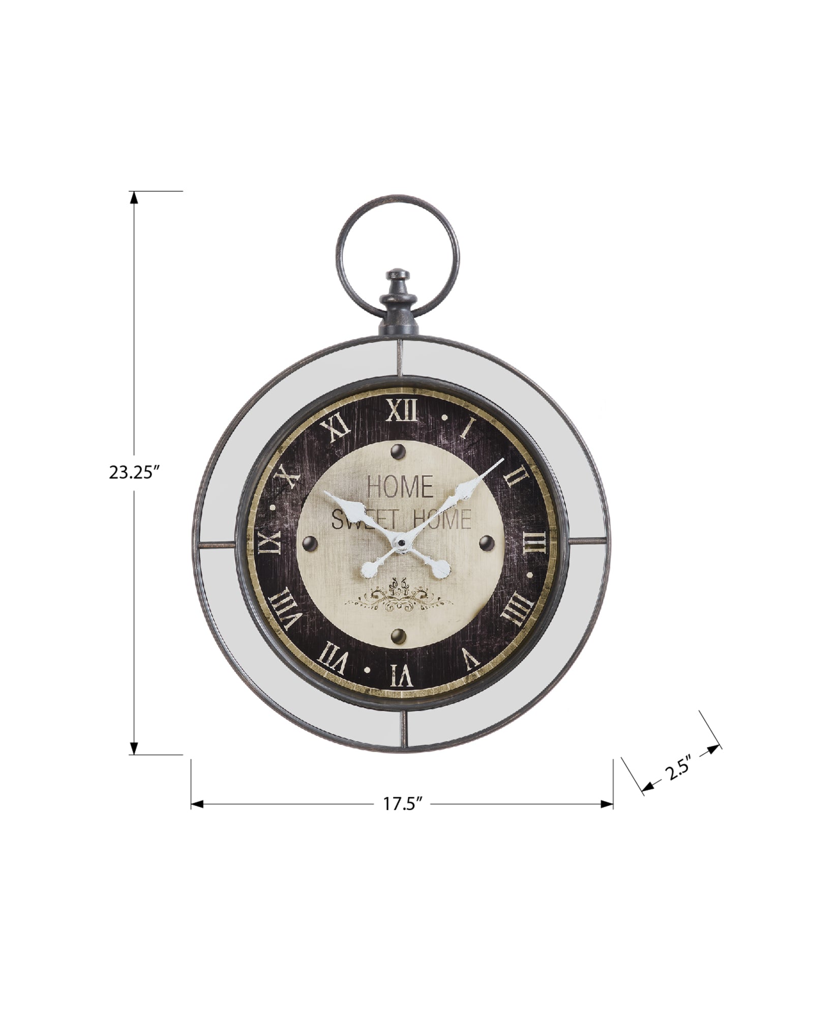 CLOCKS - 18"DIA / WALL CLOCK / MIRROR / BROWN-Clock-DECOROLALA
