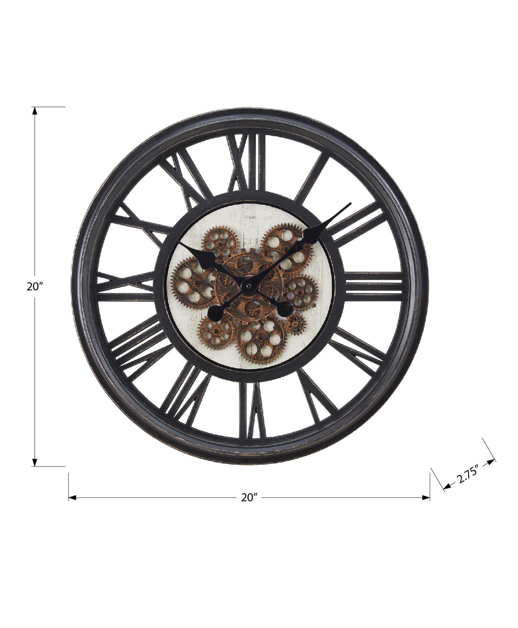 CLOCKS - 20"DIA / GEAR MECHANISM WALL CLOCK / BLACK-Clock-DECOROLALA