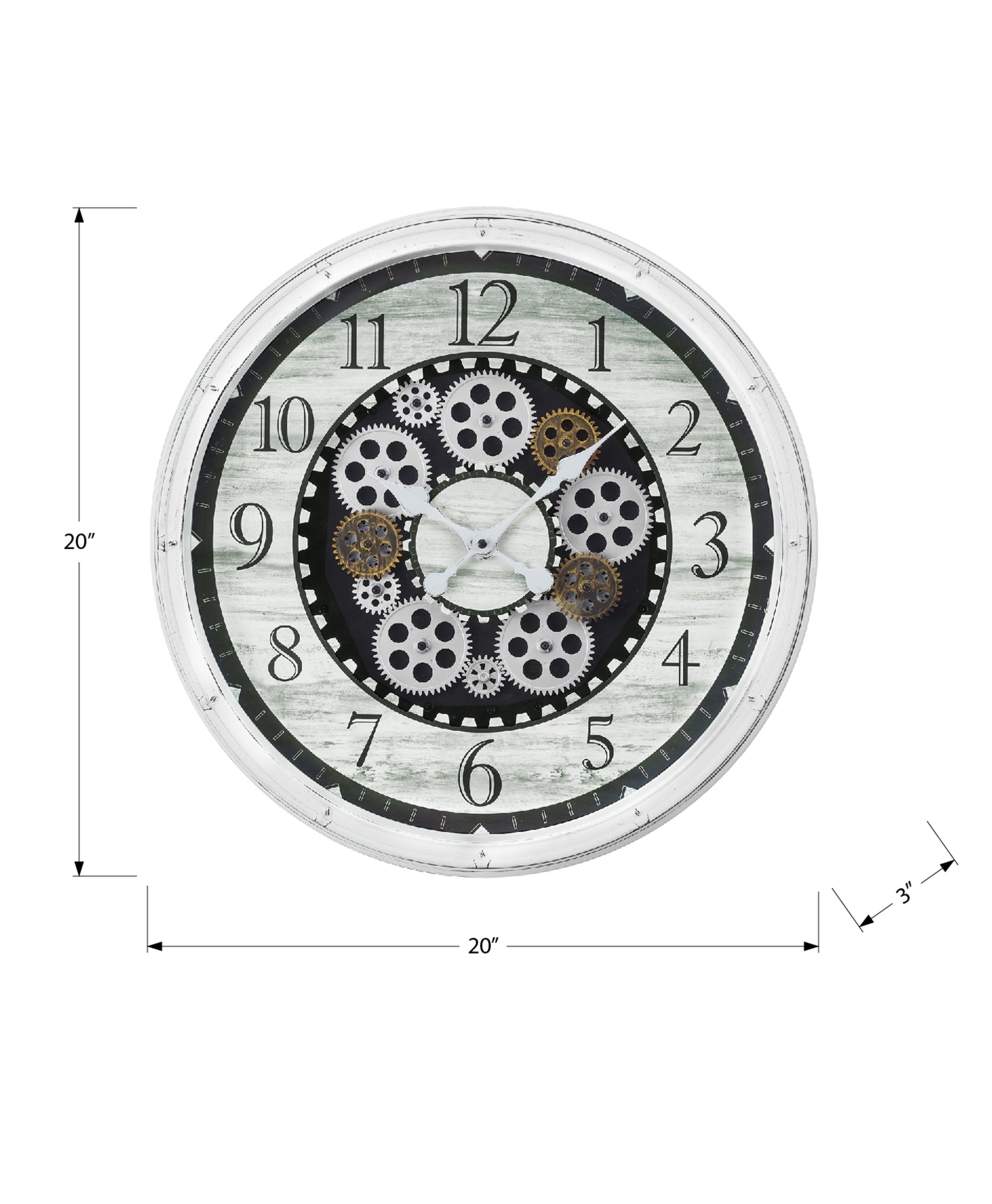 CLOCKS - 20"DIA / WALL CLOCK / ANTIQUE WHITE-Clock-DECOROLALA