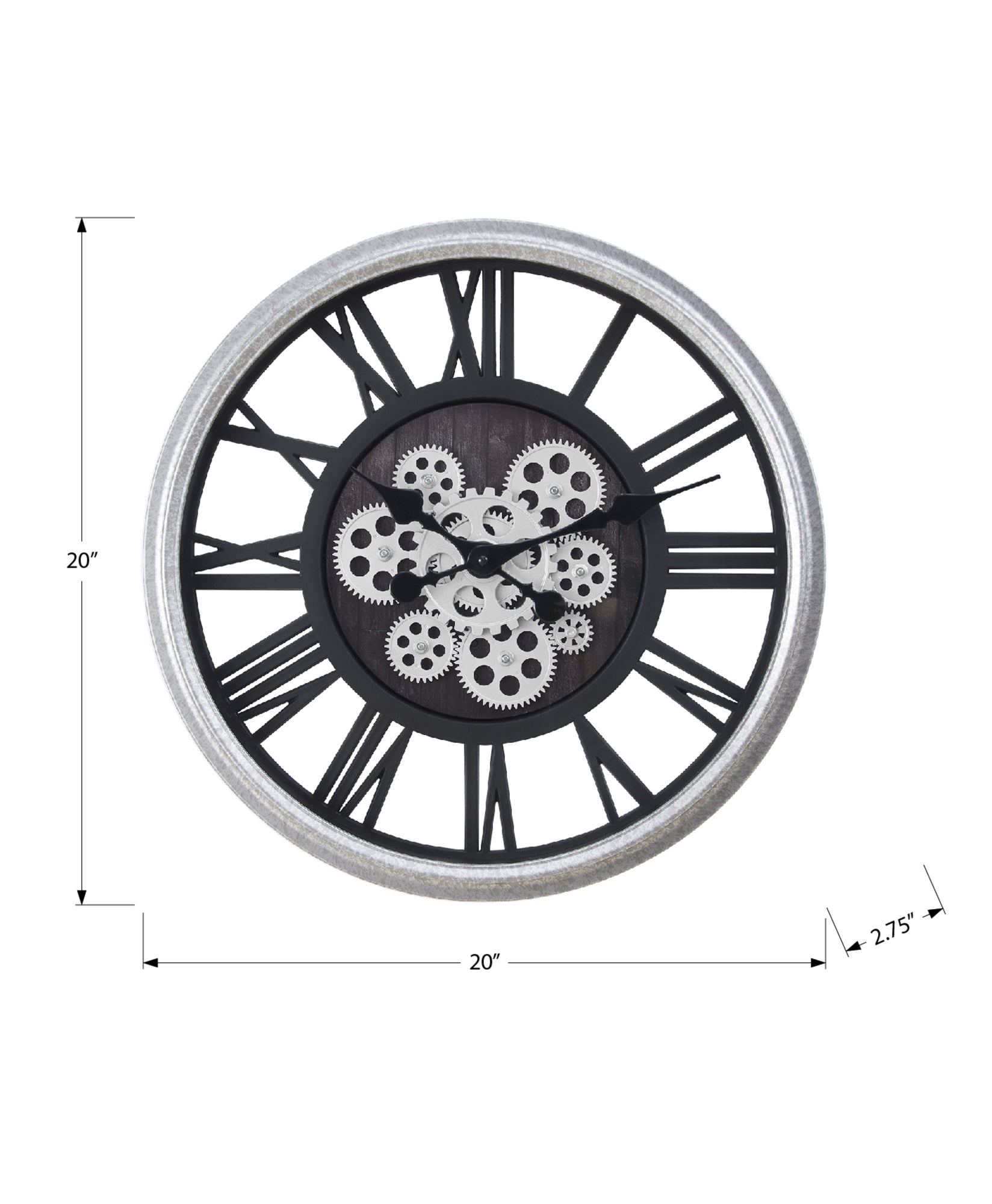 CLOCKS - 20"DIA / WALL CLOCK / BLACK / SILVER-Clock-DECOROLALA