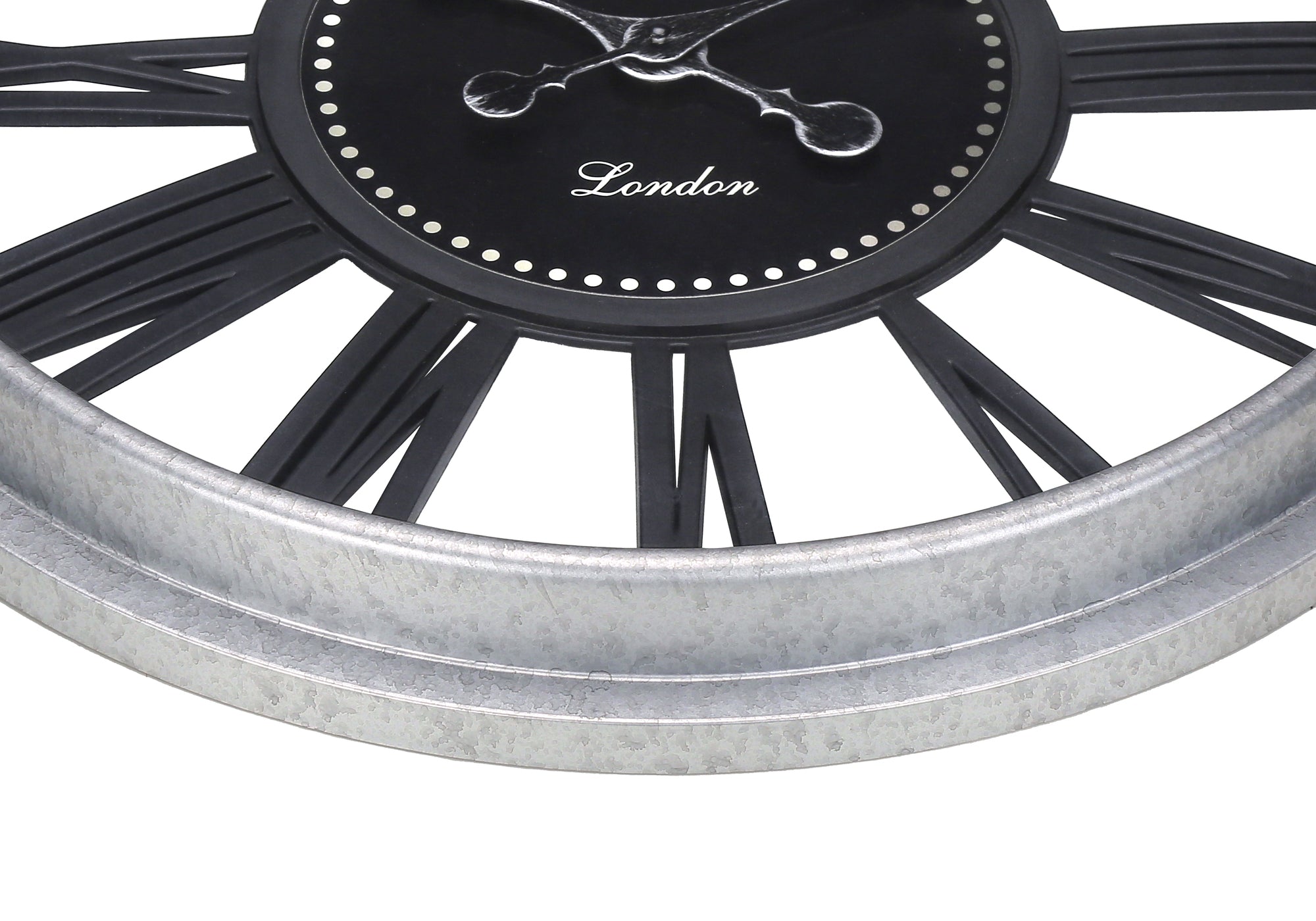 CLOCKS - 20"DIA / WALL CLOCK / BLACK / SILVER-Clock-DECOROLALA