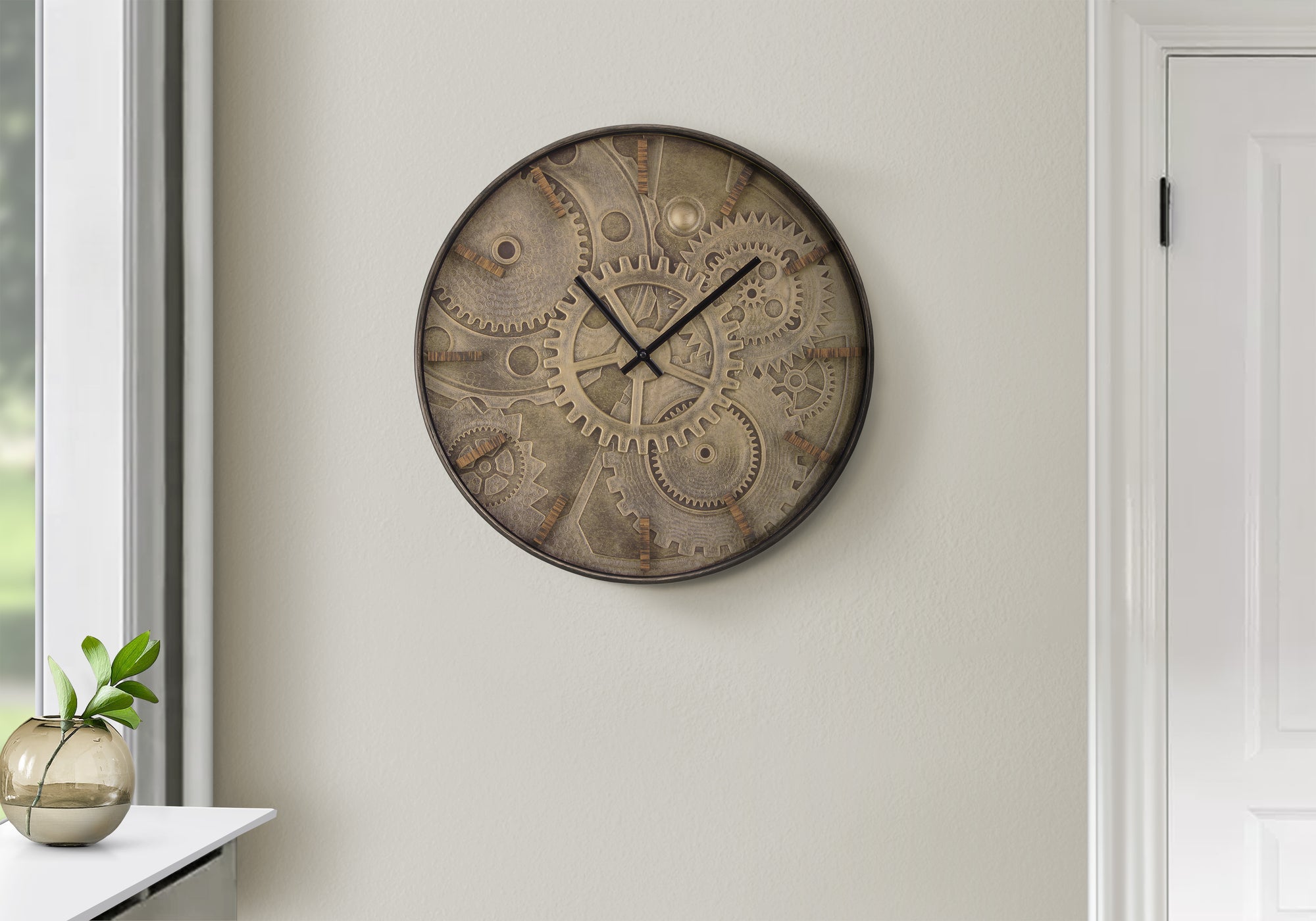 CLOCKS - 20"DIA / WALL CLOCK / BROWN-Clock-DECOROLALA