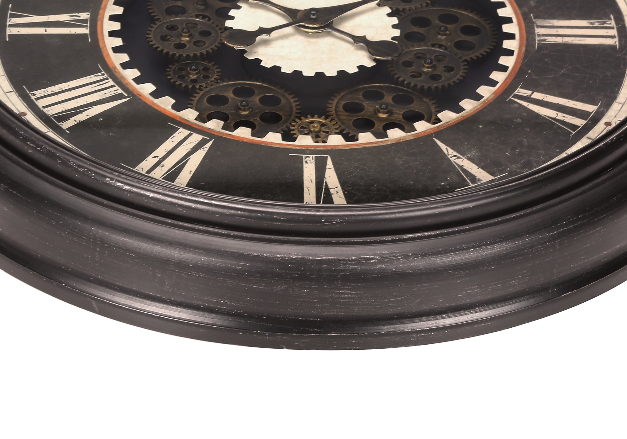 CLOCKS - 23"DIA / GEAR MECHANISM WALL CLOCK / BROWN-Clock-DECOROLALA