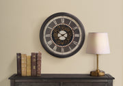 CLOCKS - 23"DIA / GEAR MECHANISM WALL CLOCK / BROWN-Clock-DECOROLALA