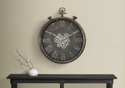 CLOCKS - 24"DIA / GEAR MECHANISM WALL CLOCK / GREY-Clock-DECOROLALA