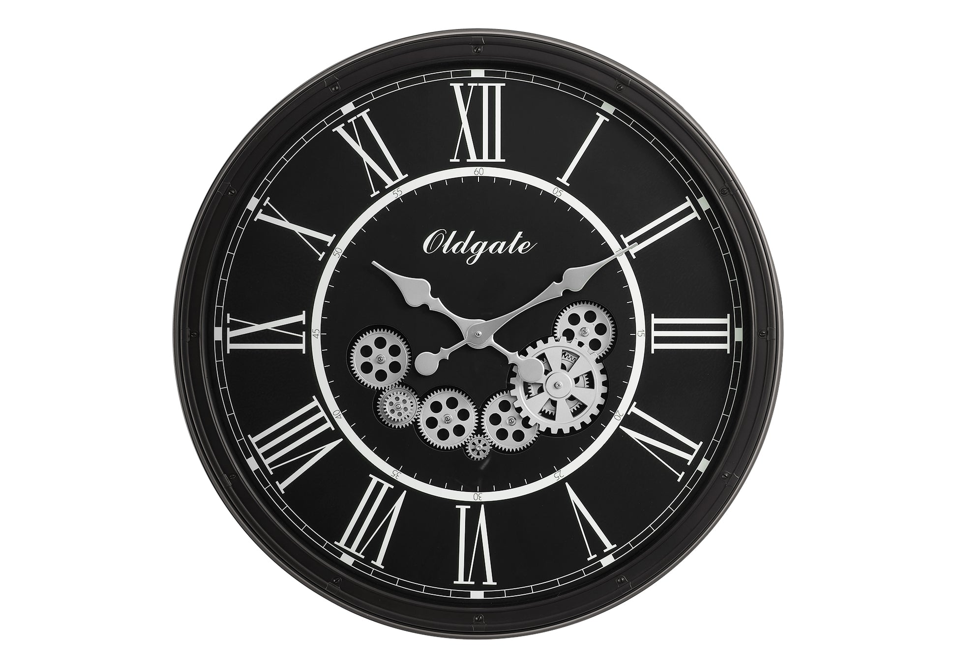 CLOCKS - 30"DIA / GEAR MECHANISM WALL CLOCK / BLACK-Clock-DECOROLALA