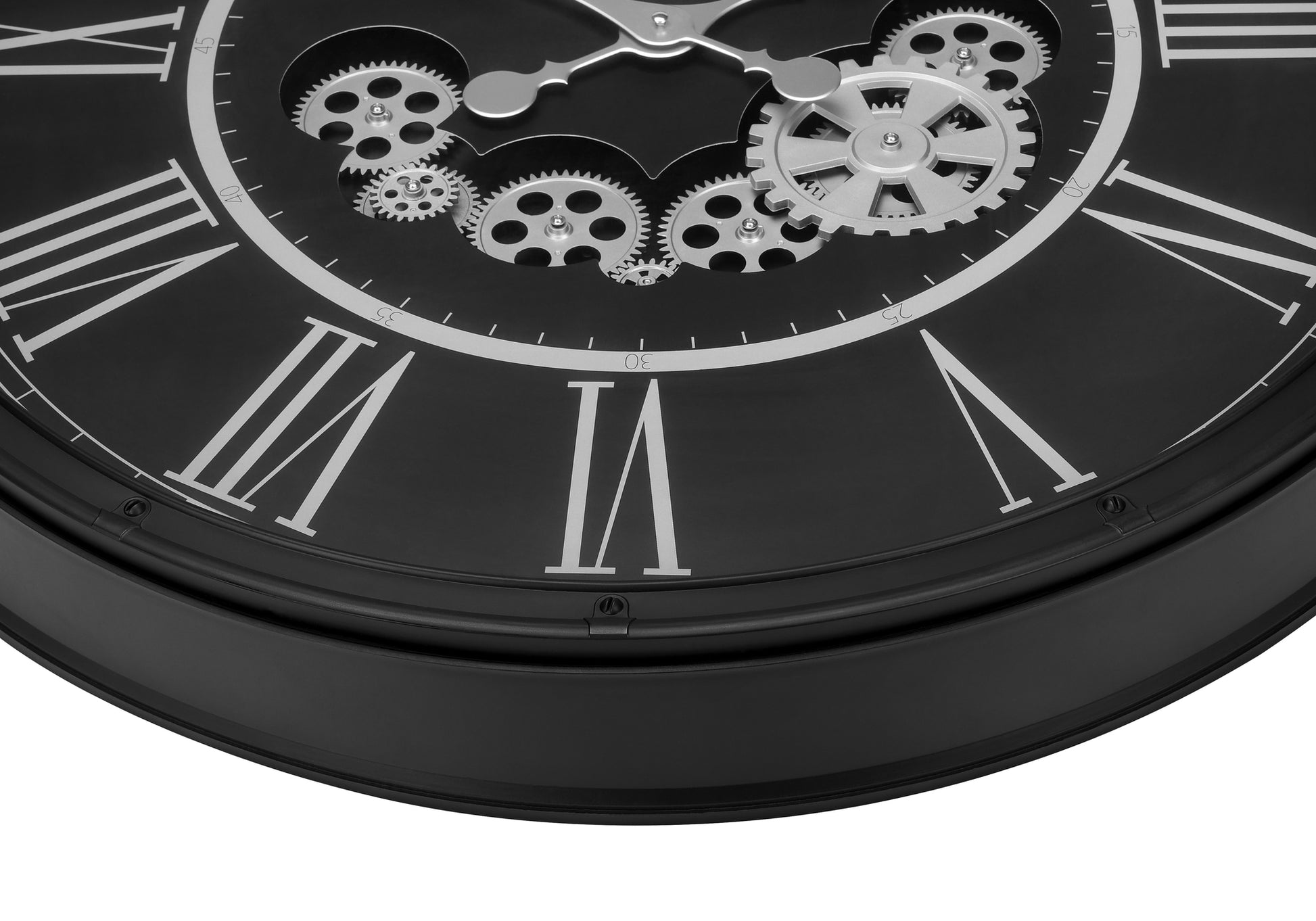 CLOCKS - 30"DIA / GEAR MECHANISM WALL CLOCK / BLACK-Clock-DECOROLALA