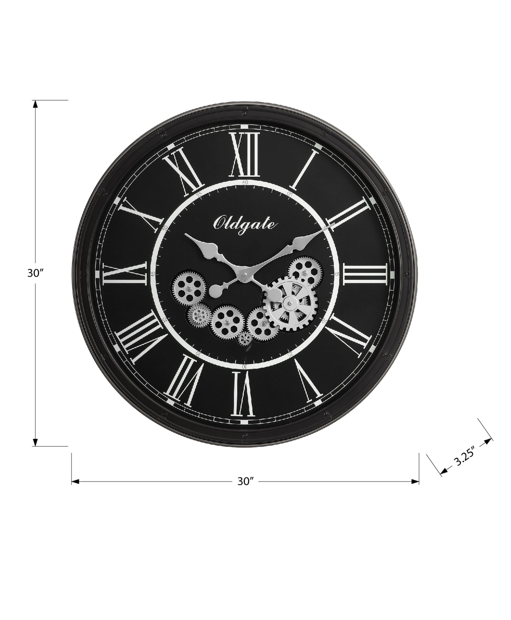 CLOCKS - 30"DIA / GEAR MECHANISM WALL CLOCK / BLACK-Clock-DECOROLALA
