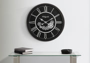 CLOCKS - 30"DIA / GEAR MECHANISM WALL CLOCK / BLACK-Clock-DECOROLALA