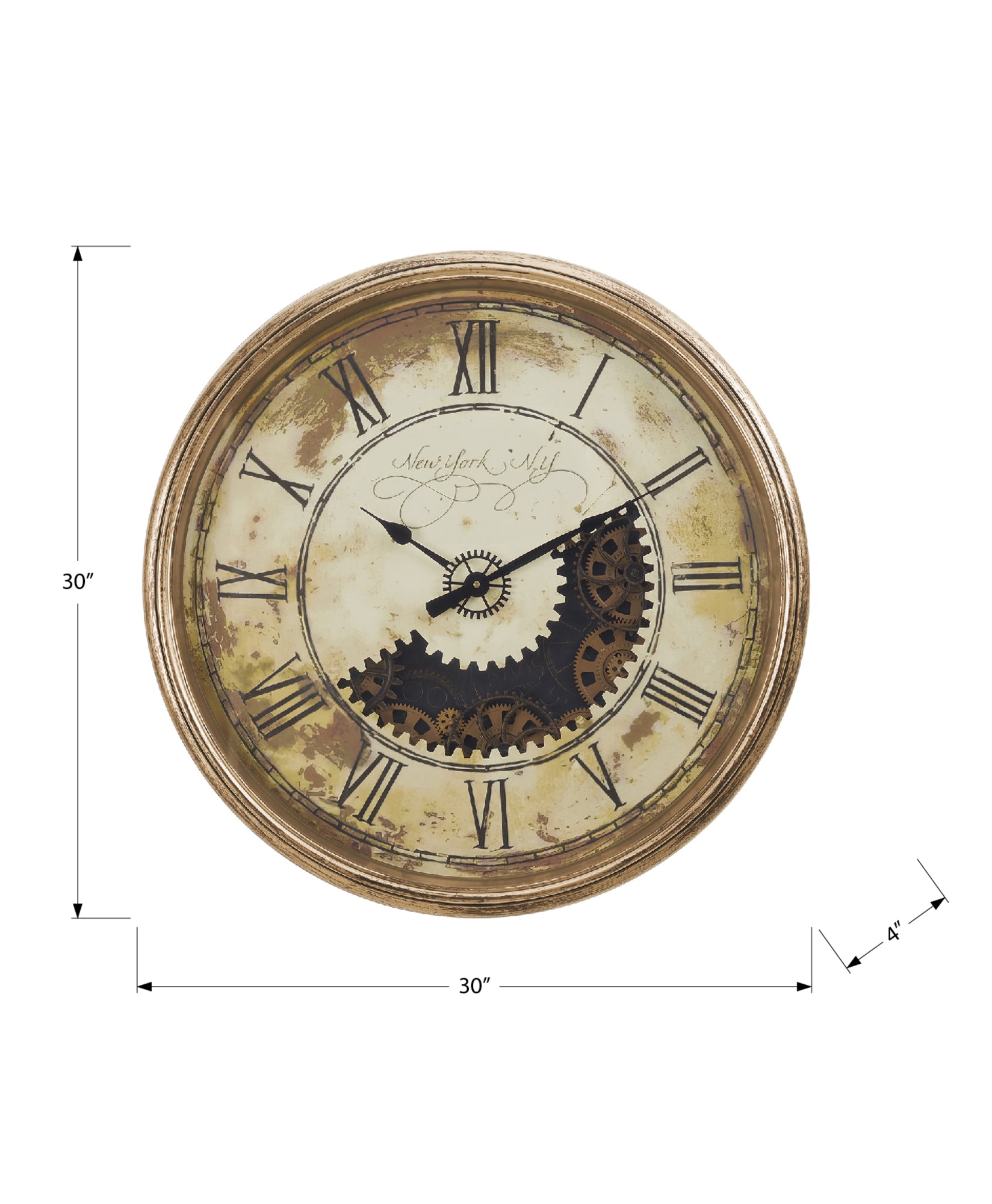 CLOCKS - 30"DIA / GEAR MECHANISM WALL CLOCK / BROWN-Clock-DECOROLALA