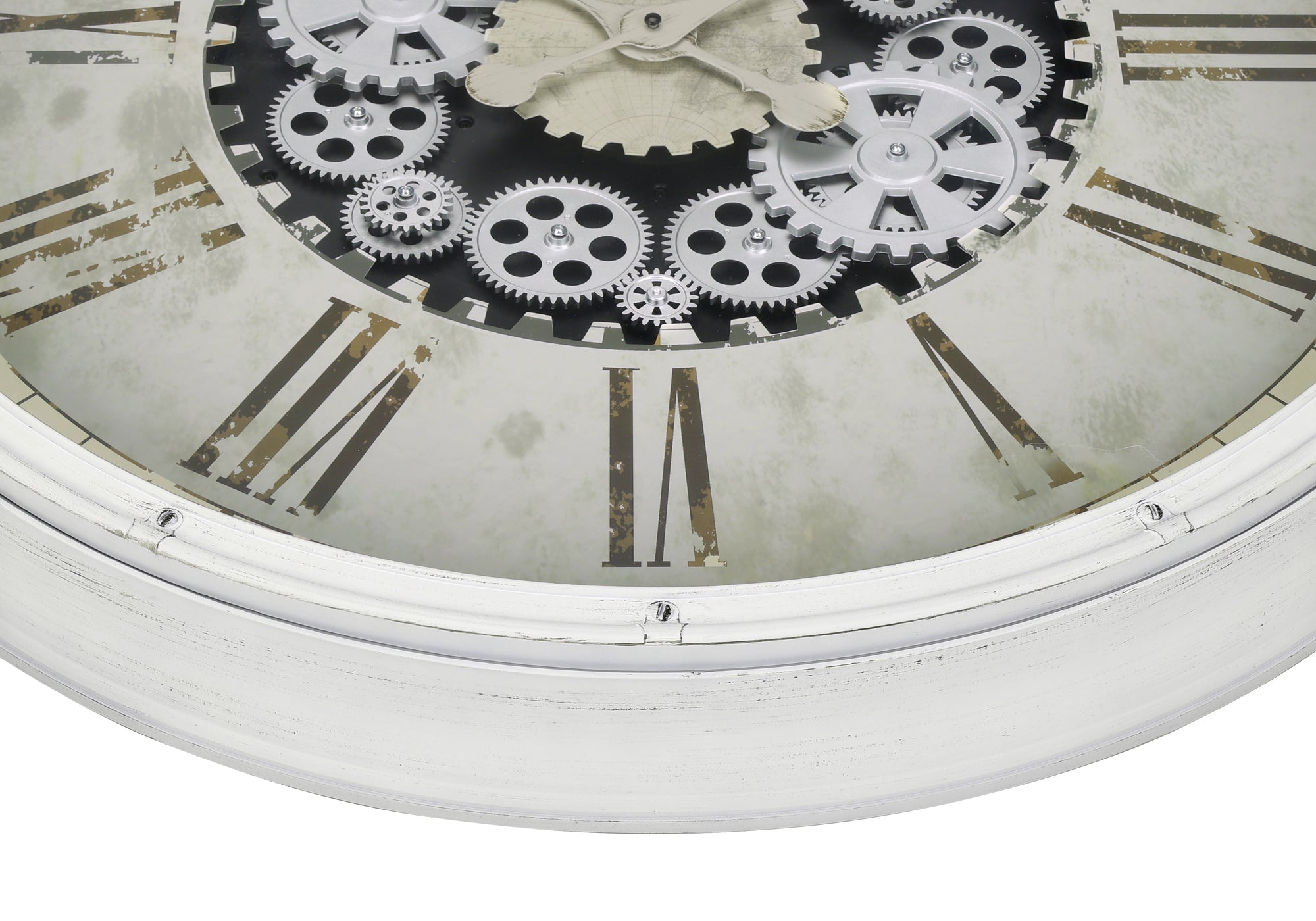 CLOCKS - 30"DIA / GEAR MECHANISM WALL CLOCK / WHITE-Clock-DECOROLALA
