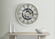CLOCKS - 30"DIA / GEAR MECHANISM WALL CLOCK / WHITE-Clock-DECOROLALA