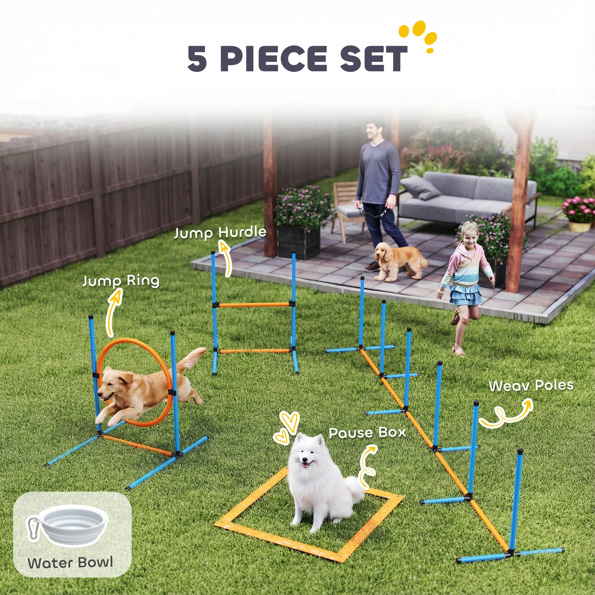 Dog Agility Training Equipment, 5PCS Dog Obstacle Course Starter Kit with Carrying Bag