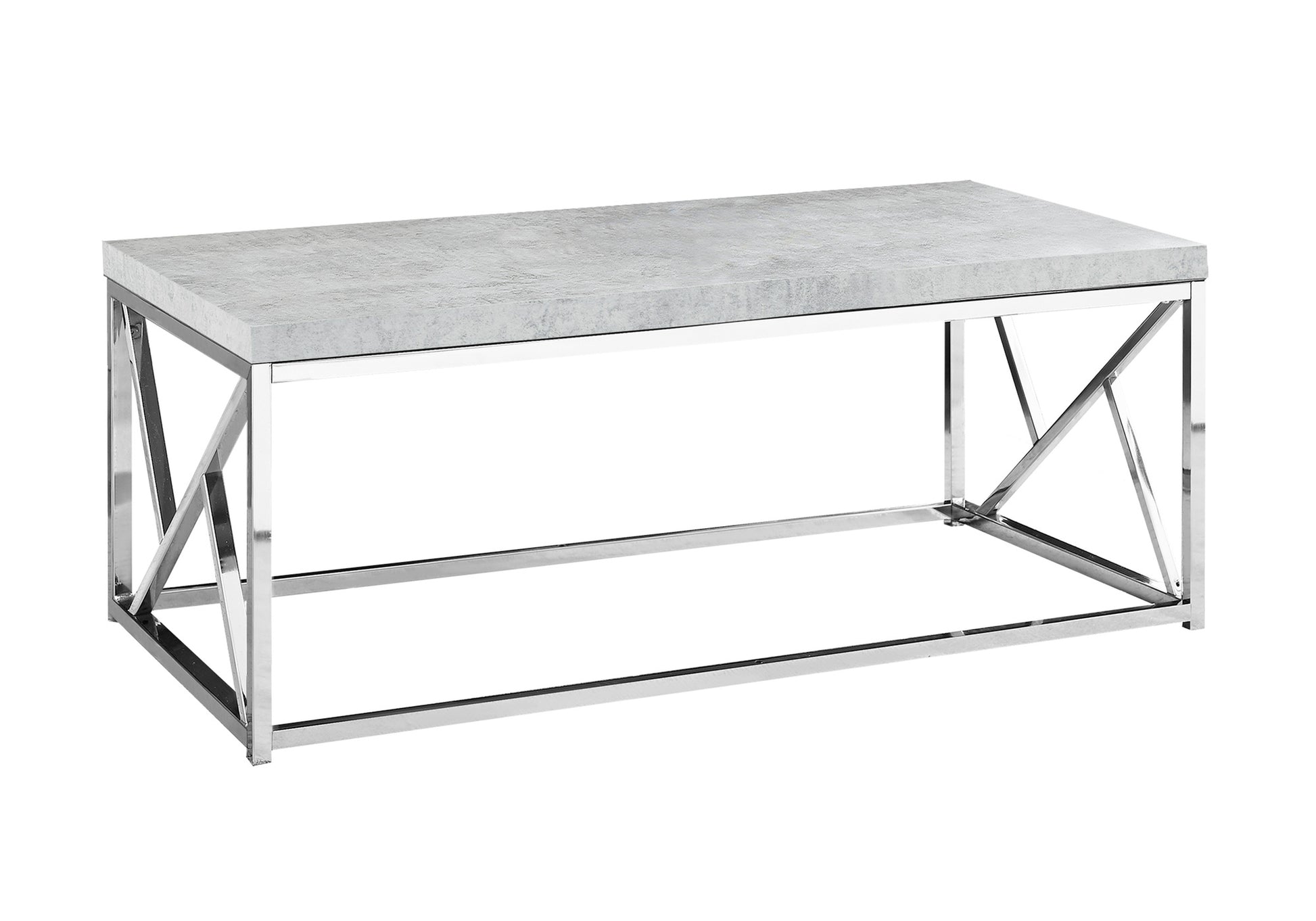 COFFEE TABLE - GREY CEMENT WITH CHROME METAL-Coffee Table-DECOROLALA