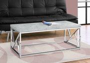 COFFEE TABLE - GREY CEMENT WITH CHROME METAL-Coffee Table-DECOROLALA