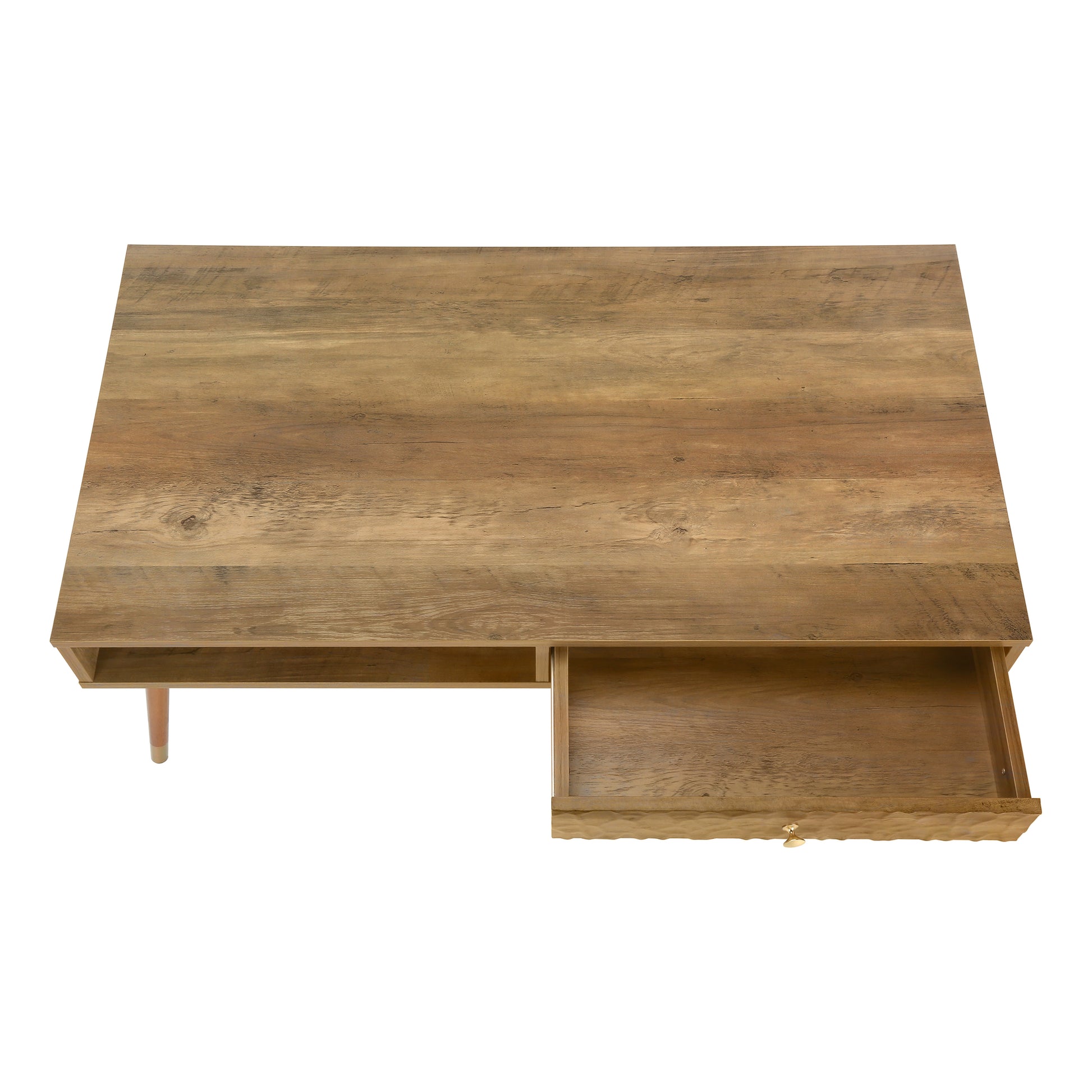 COFFEE TABLE - WALNUT MID-CENTURY WITH A DRAWER-Coffee Table-DECOROLALA