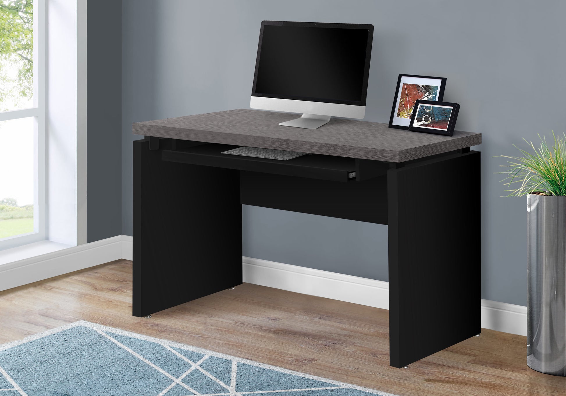 COMPUTER DESK - 48"L / BLACK / GREY TOP-Computer Desk-DECOROLALA