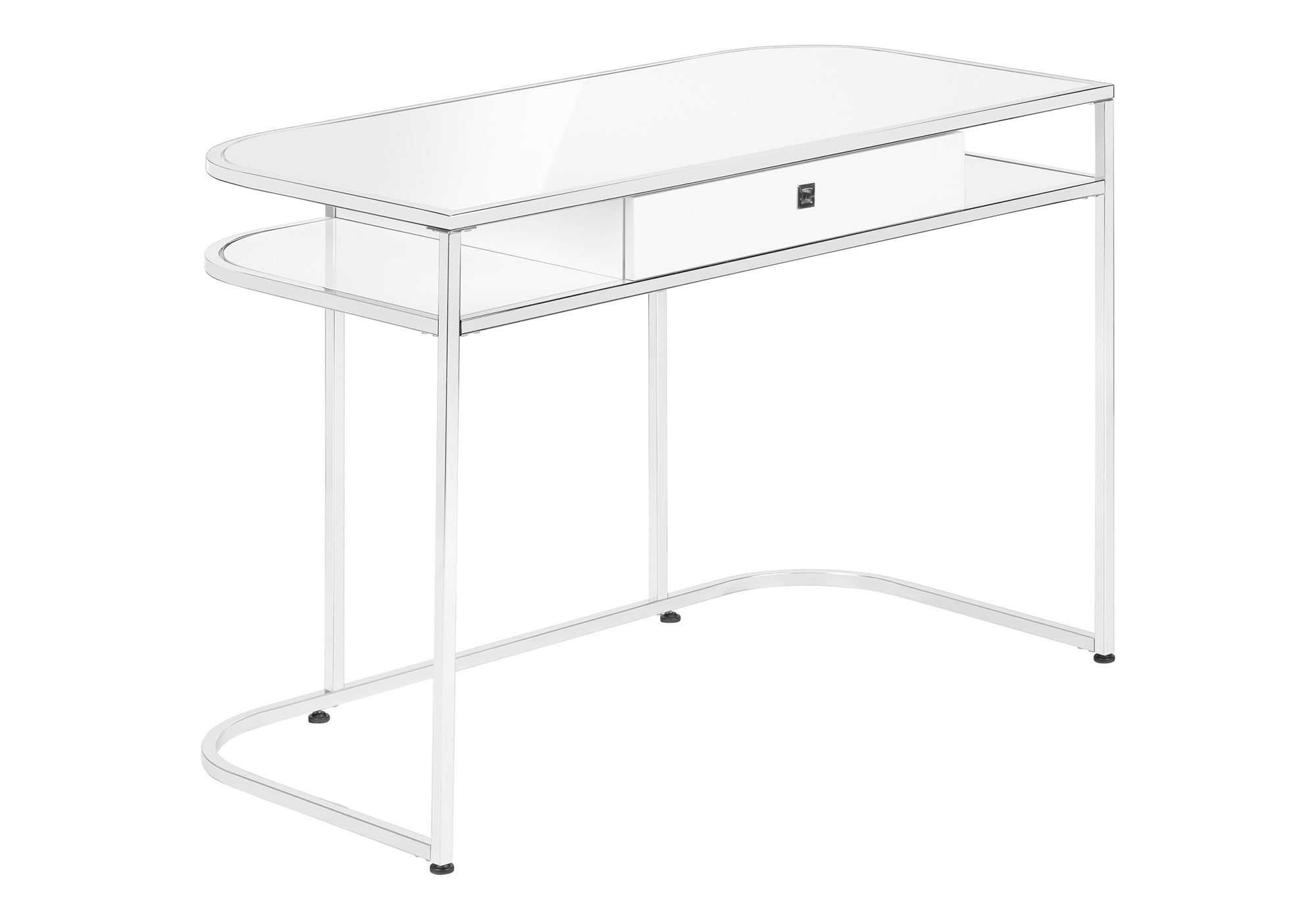 COMPUTER DESK - 48"L / GLOSSY WHITE / CHROME METAL-Computer Desk-DECOROLALA