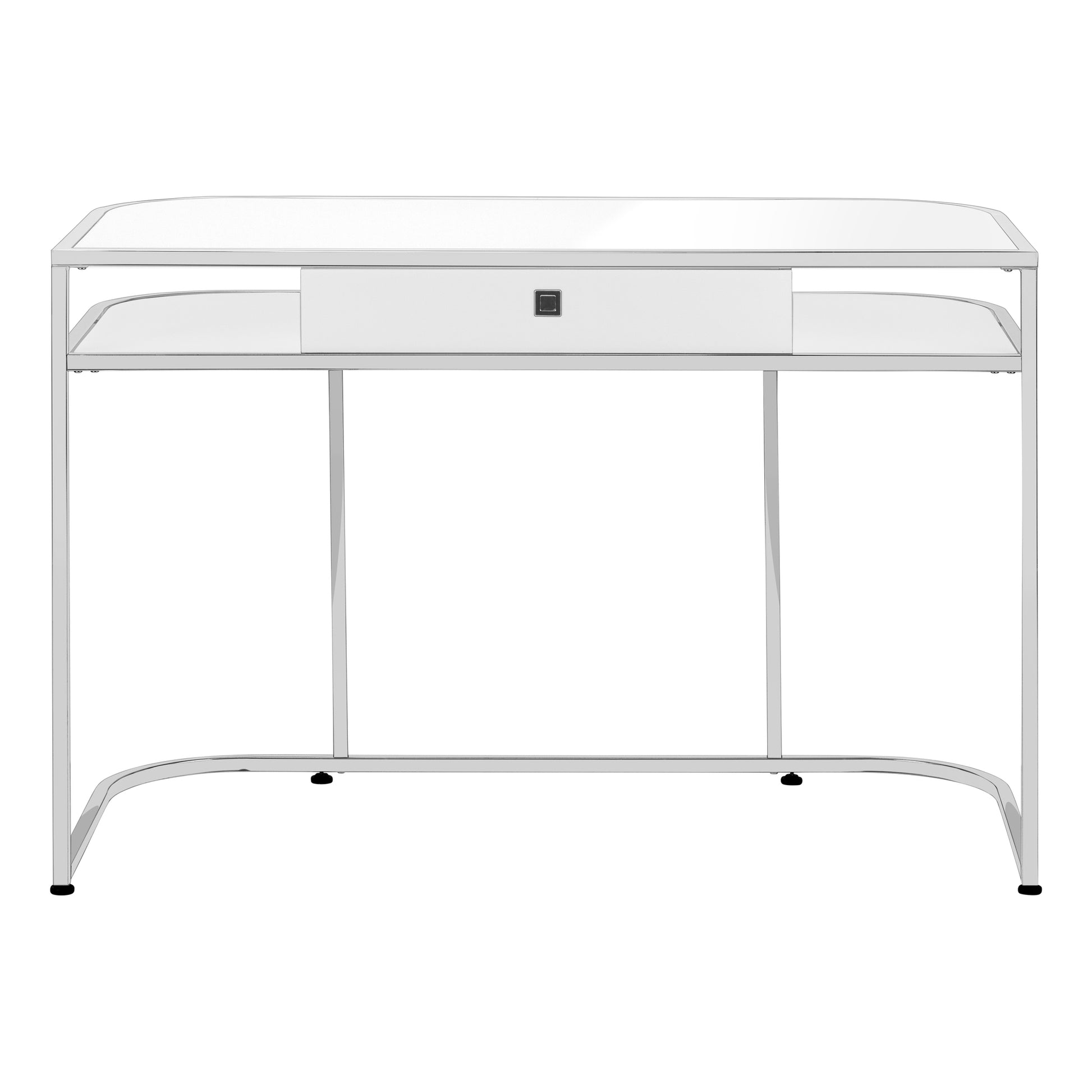 COMPUTER DESK - 48"L / GLOSSY WHITE / CHROME METAL-Computer Desk-DECOROLALA