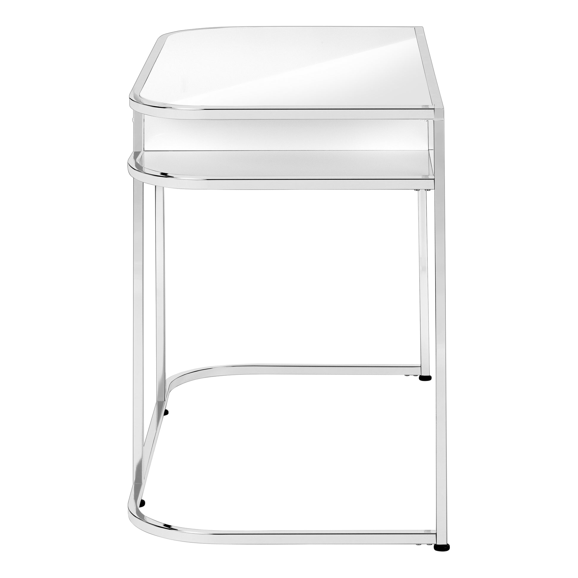 COMPUTER DESK - 48"L / GLOSSY WHITE / CHROME METAL-Computer Desk-DECOROLALA
