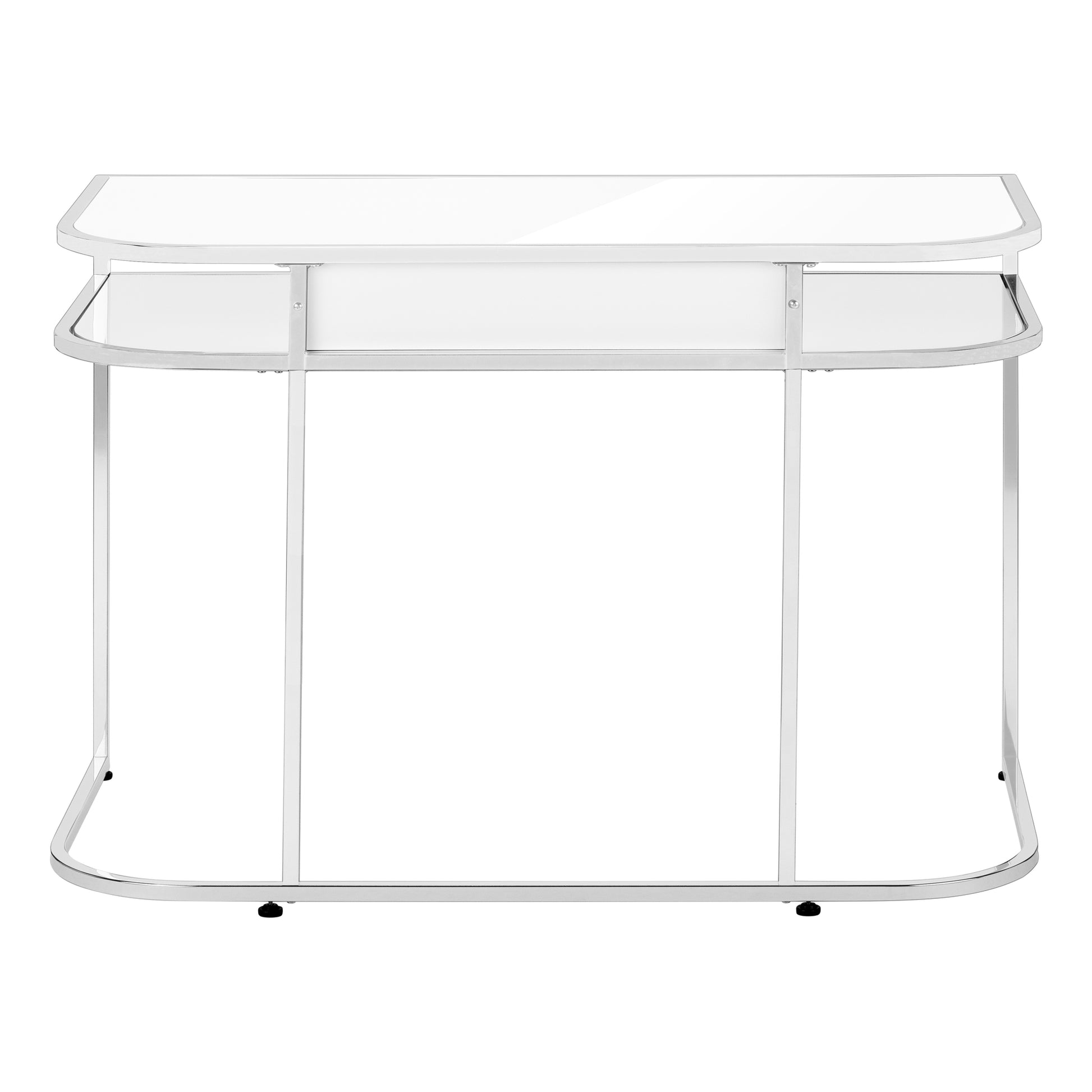 COMPUTER DESK - 48"L / GLOSSY WHITE / CHROME METAL-Computer Desk-DECOROLALA