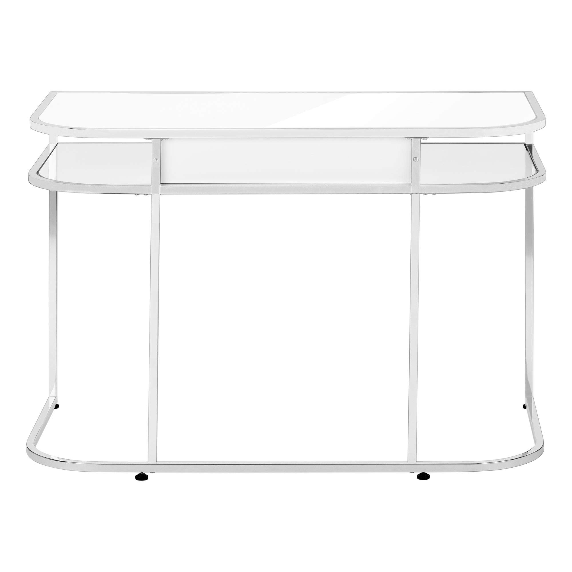 COMPUTER DESK - 48"L / GLOSSY WHITE / CHROME METAL-Computer Desk-DECOROLALA