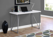 COMPUTER DESK - 48"L / WHITE / SILVER METAL-Computer Desk-DECOROLALA