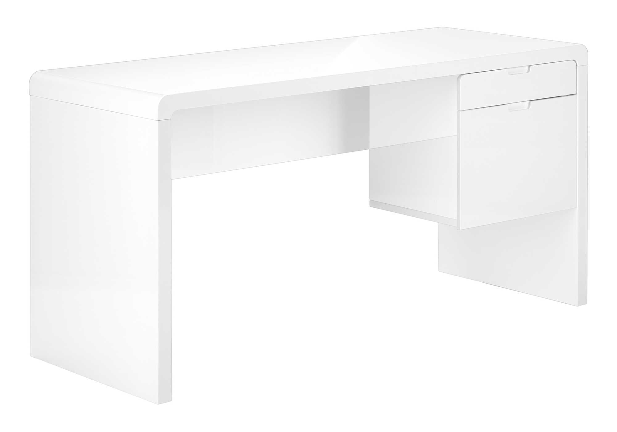 COMPUTER DESK - 60"L / HIGH GLOSSY WHITE L/R FACE DRAWER-Computer Desk-DECOROLALA