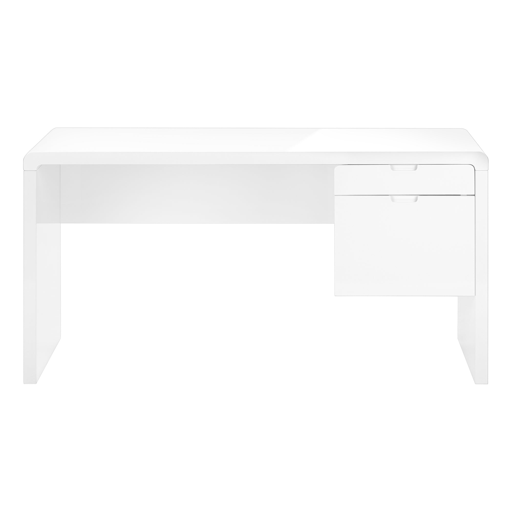 COMPUTER DESK - 60"L / HIGH GLOSSY WHITE L/R FACE DRAWER-Computer Desk-DECOROLALA