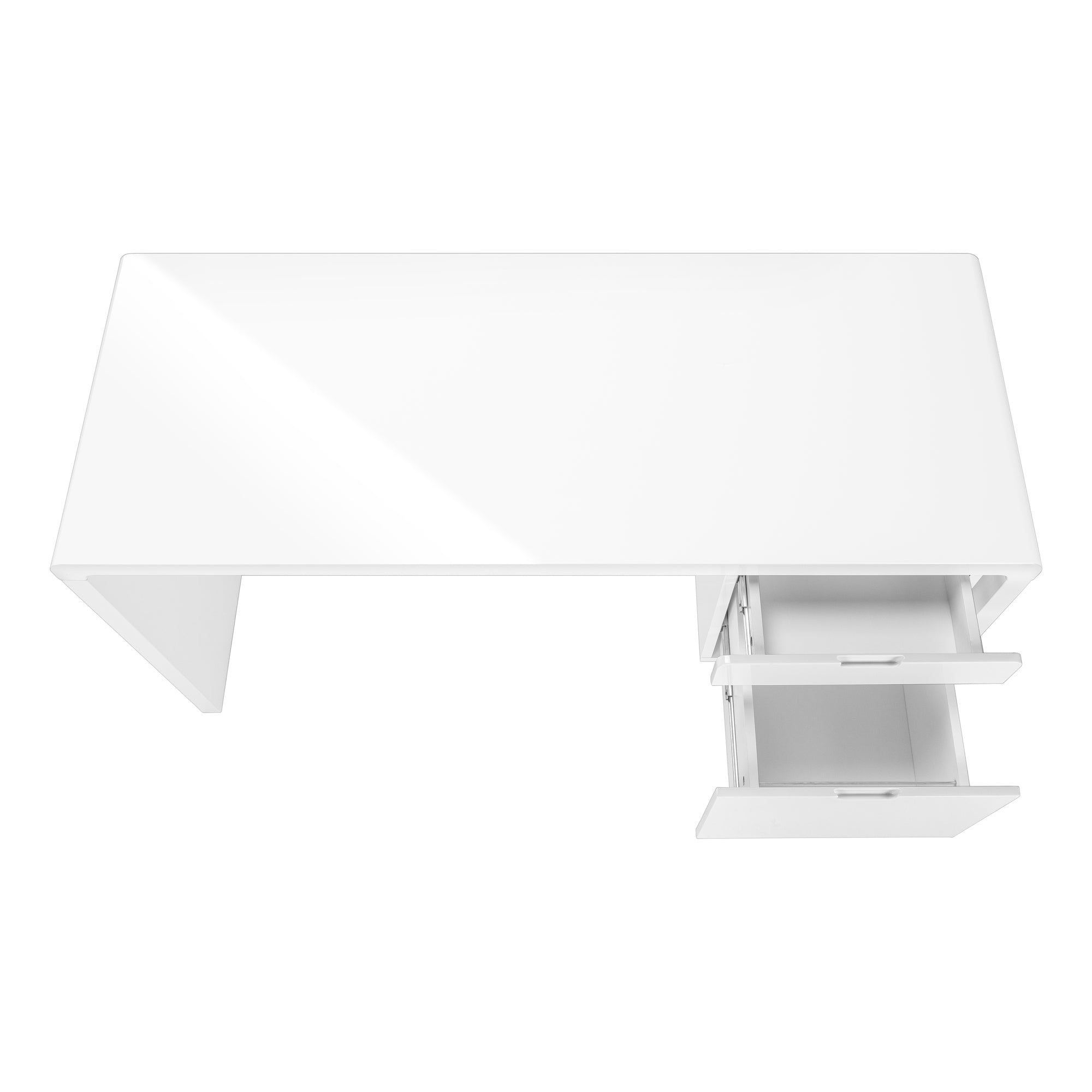 COMPUTER DESK - 60"L / HIGH GLOSSY WHITE L/R FACE DRAWER-Computer Desk-DECOROLALA