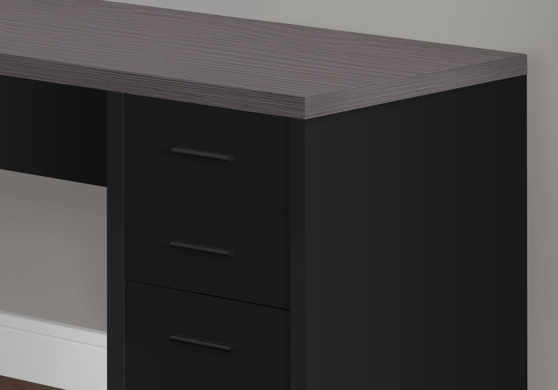 COMPUTER DESK - BLACK / GREY TOP CORNER W/ TEMPERED GLASS-Computer Desk-DECOROLALA