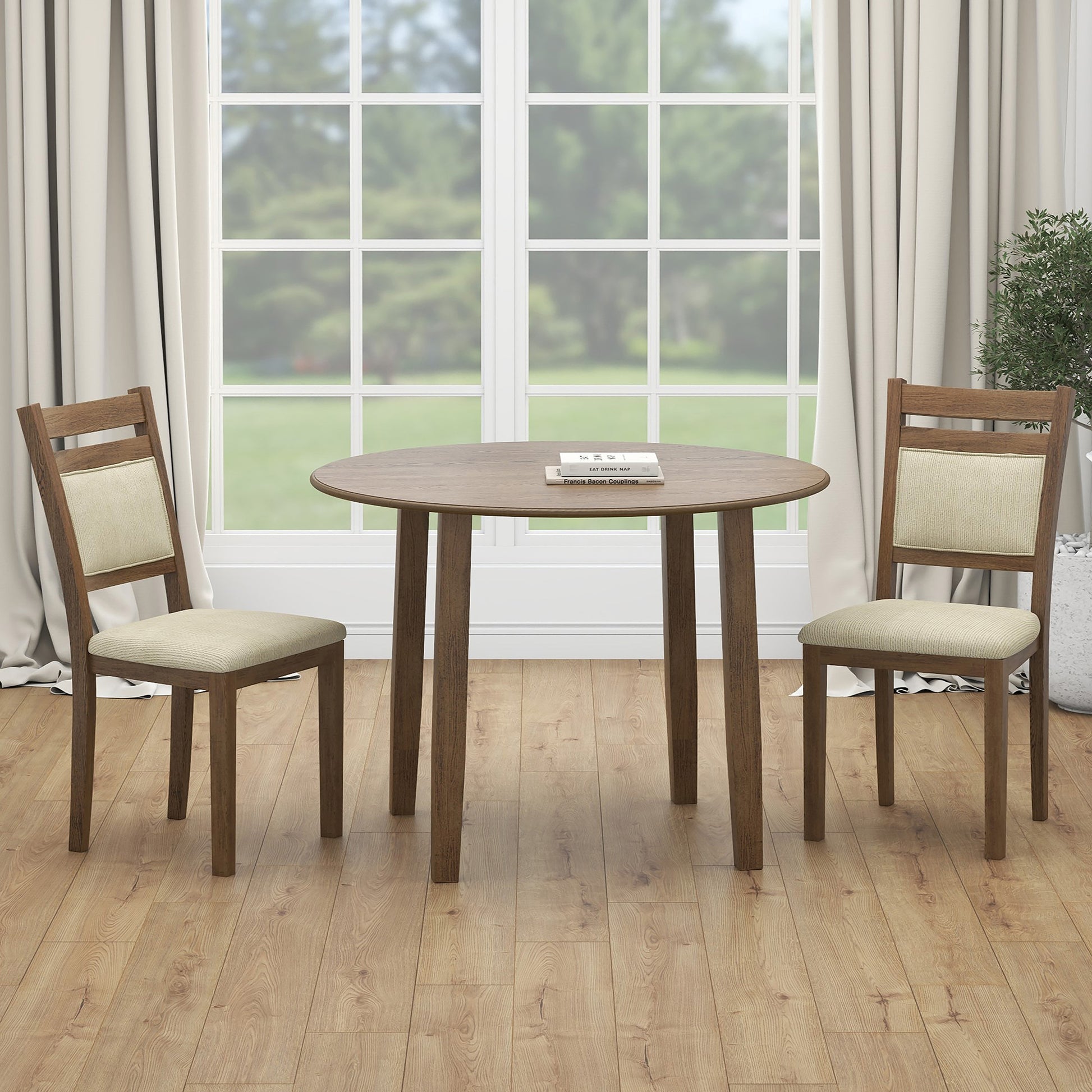CONRAD-3PC DINING SET-WALNUT-Dining Set-DECOROLALA