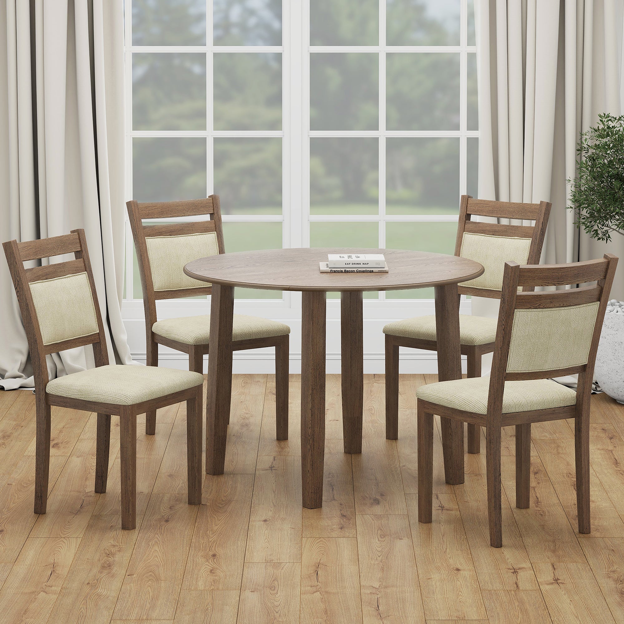 CONRAD-5PC DINING SET-WALNUT-DECOROLALA